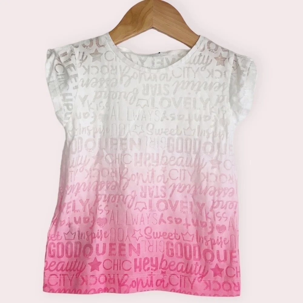 NWT Mayoral shirt short sleeve burnout white to‎ pink ombré size 3 years